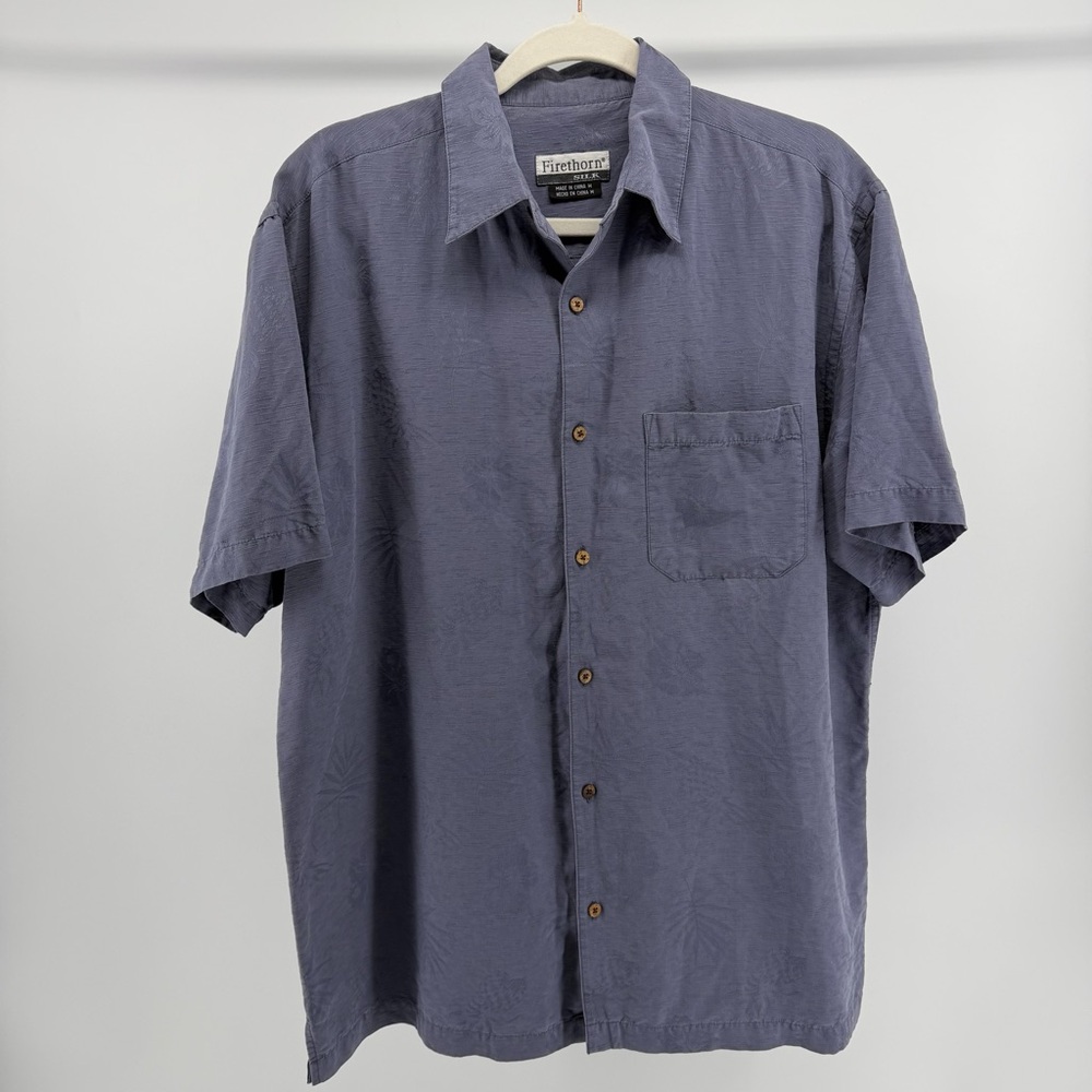 Vintage Firethorn 100% Silk Tropical Button-Up Short Sleeve Top, Men's Medium